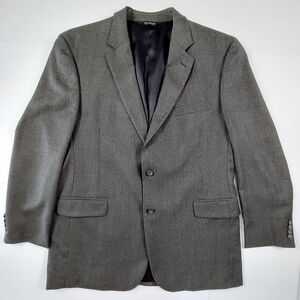 Jos A Bank Suit Mens Size 46L Gray Jacket and Pants Windowpane Wool And Cashmere